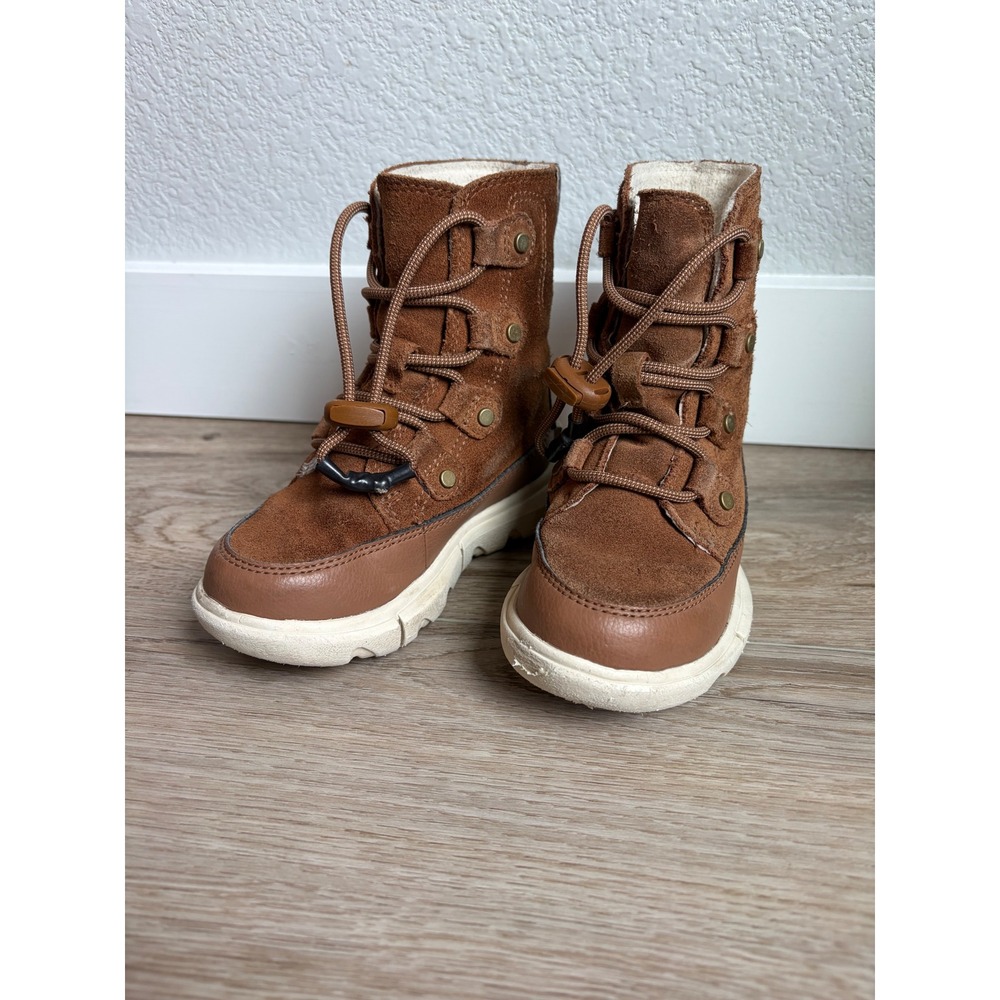Sorel Kids Explorer II Carnival Boots Velvet Tan Suede Faux Fur Size 9